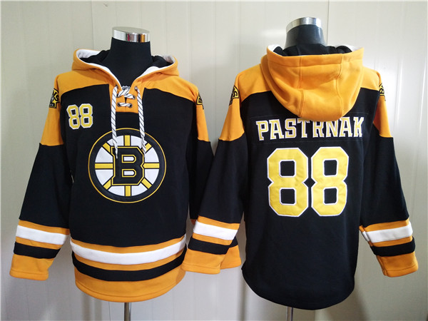 Men's Boston Bruins #88 David Pastrnak Black Ageless Must-Have Lace-Up Pullover Hoodie